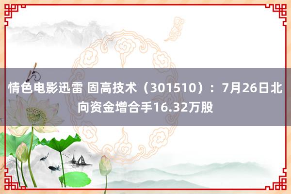 情色电影迅雷 固高技术（301510）：7月26日北向资金增合手16.32万股